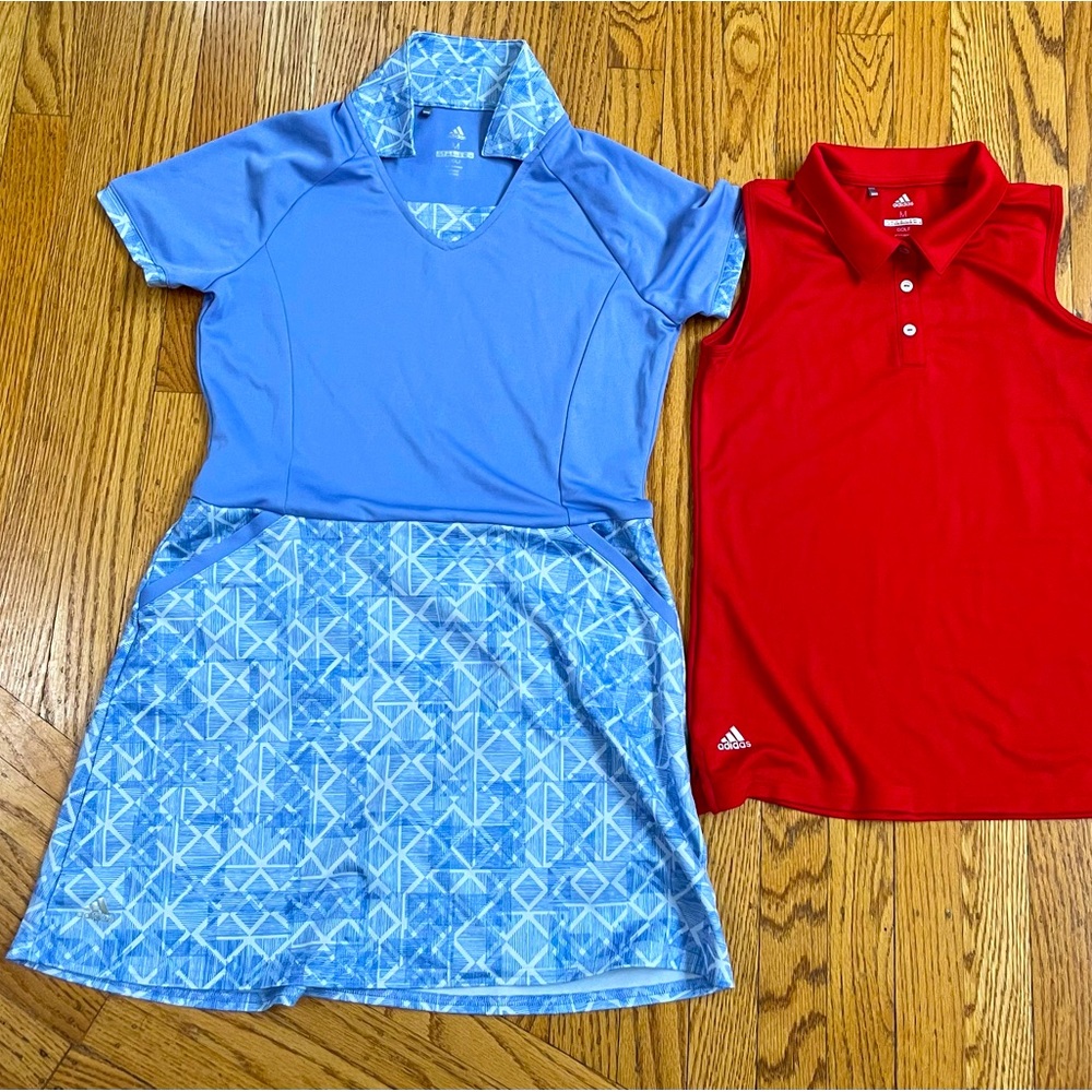 Adidas Golf Size M blue dress and red shirt. No tags and new!